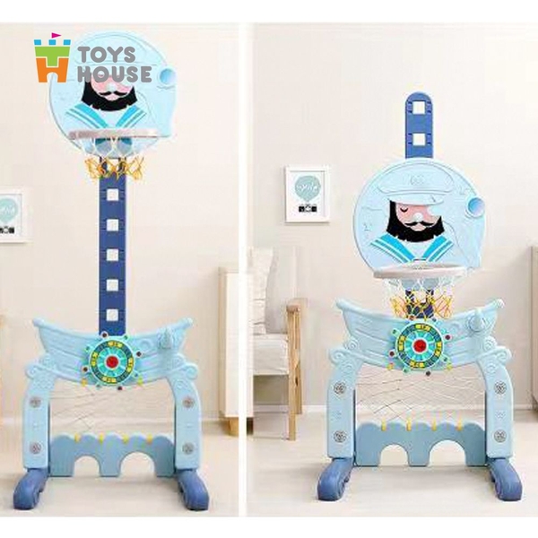 Bộ đồ chơi thể thao đa năng cho bé: bóng đá, ném vòng, bóng rổ hình thuyền trưởng Toys House WM19046 màu xanh