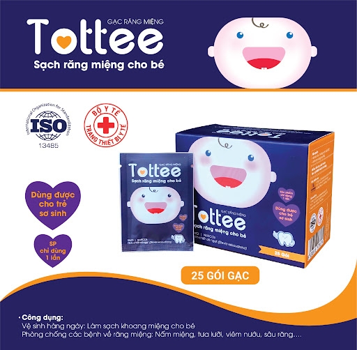 Gạc răng miệng rơ lưỡi nướu vệ sinh cho bé Tottee (25 gói/ hộp)