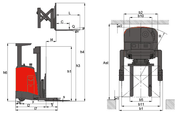 thông số xe nâng reach truck đứng lái