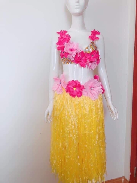 Trang phục váy múa Hawaii vàng