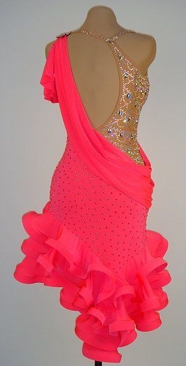 Váy dancesport hồng lấp lánh