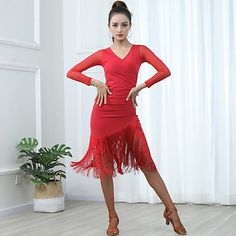 Váy nhảy dancesport body màu đỏ