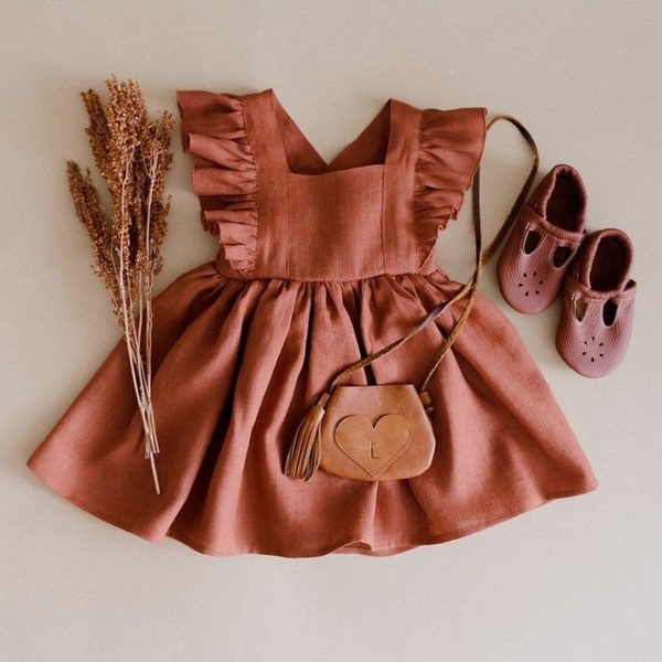 Váy trẻ em thiết kế màu cam đất