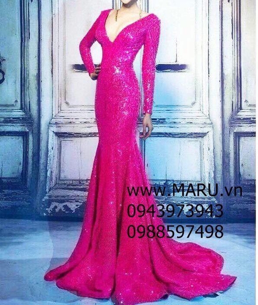 Váy dạ hội thiết kế màu hồng