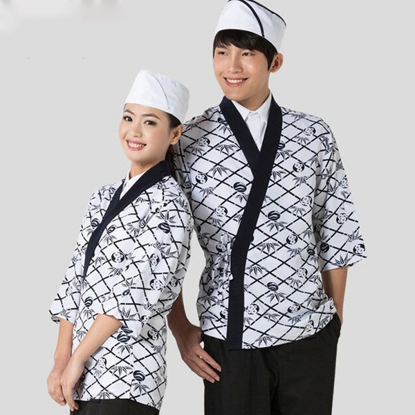 Trang phục nhà hàng Nhật Bản kẻ sọc