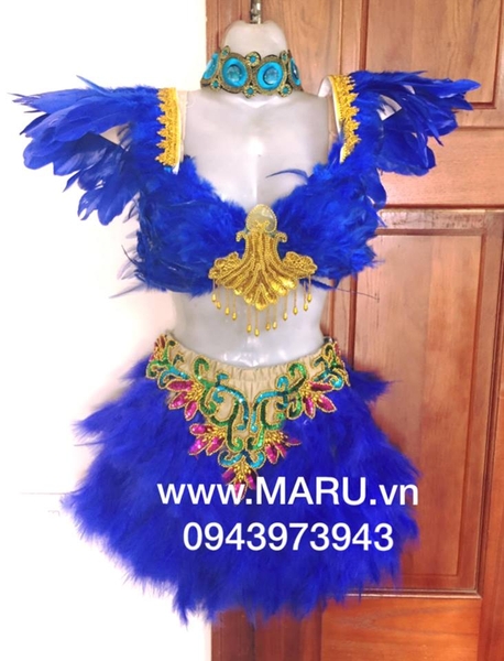 Carnival lông vũ màu xanh dương