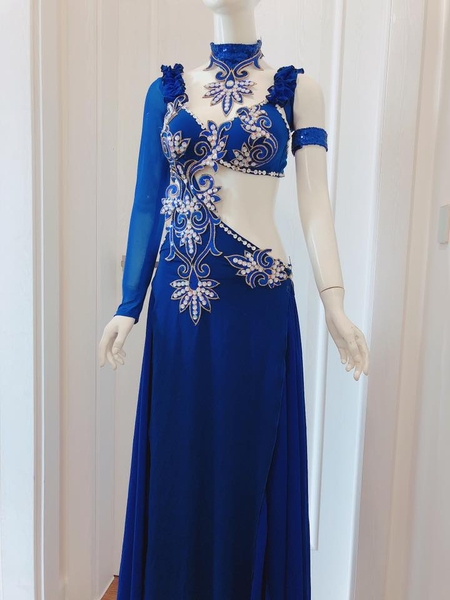 Váy múa đương đại màu xanh dương