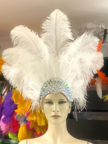 Mũ Carnival lông vũ trắng