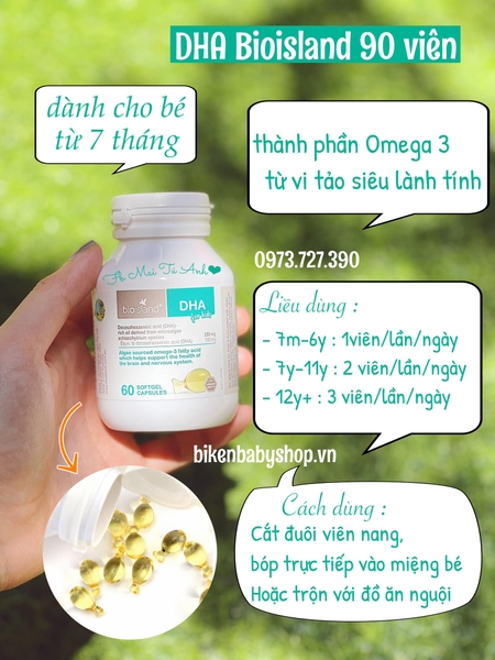 Viên uống bổ sung DHA cho bé trên 7 tháng Bioisland 60 viên