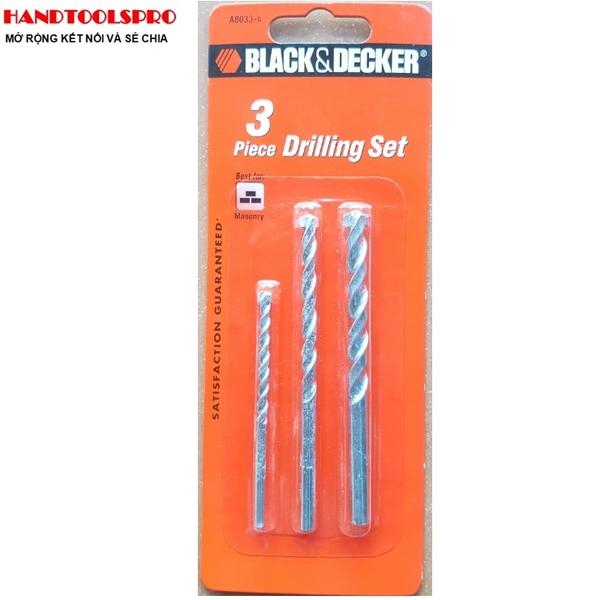 Black&Decker Bộ 3 mũi khoan bê tông A8033G