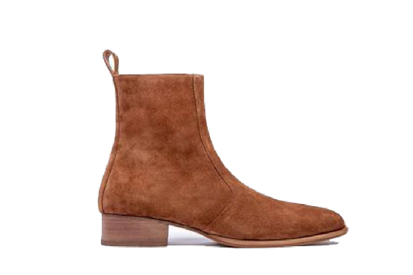 Zipped Coffee Suede Chelsea Boots
