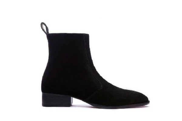 Zipped Black Suede Chelsea Boots