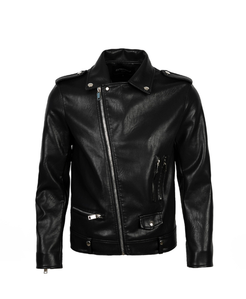 Signature Logo Biker Leather Jacket