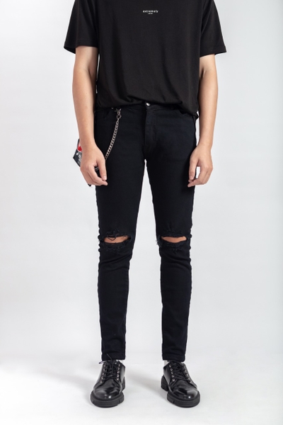 Black Double Blow-out Skinny Jeans