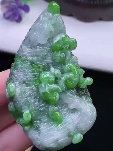 Ngọc bội như ý xanh phong thủy Ngọc phỉ thuý Tự nhiên Jadeite loại A -NT703