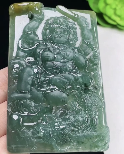 Mặt dây Bất động Minh Vương Ngọc phỉ thuý tự nhiên Jadeite loại A -NT977