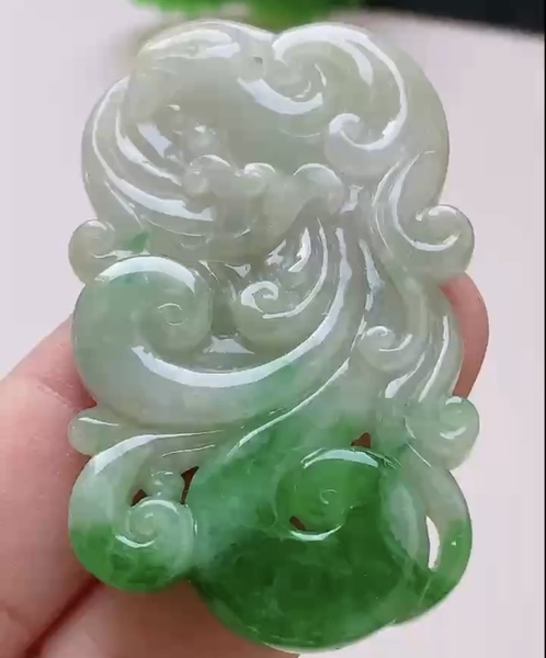 Mặt dây Phượng hoàng như ý Ngọc phỉ thuý tự nhiên Jadeite loại A -NT1007