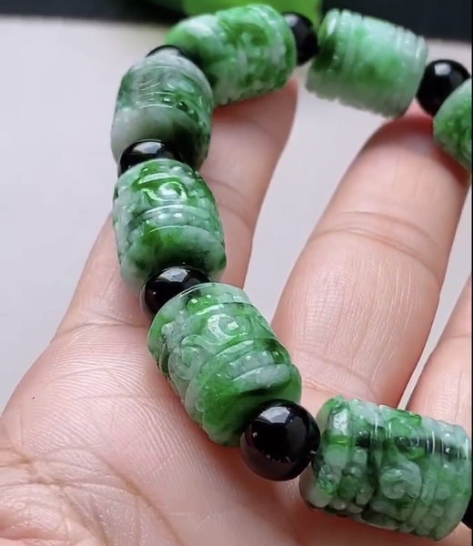 Vòng hạt đốt trúc lu thống xanh Ngọc phỉ thuý tự nhiên Jadeite loại A -NT1037