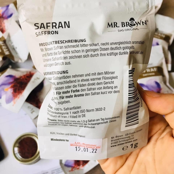 Nhụy hoa nghệ tây chuẩn Đức Safran Saffron Mr Brown Das Original 1g