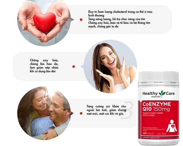 Coenzyme Q10 150mg của Úc giúp tim khỏe mạnh, cải thiện các bệnh lý về tim, suy tim