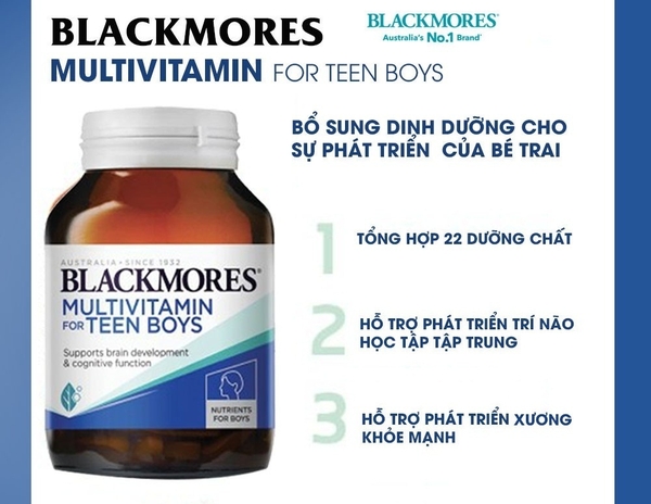 Vitamin tổng hợp Blackmores Multivitamin For Teen Boys giúp phát triển não bộ và chức năng nhận thức