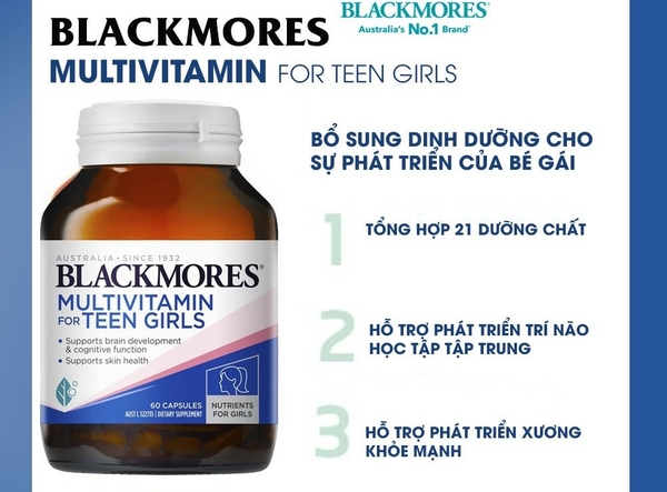 Vitamin tổng hợp Blackmores Multivitamin For Teen Girls giúp phát triển não bộ và chức năng nhận thức