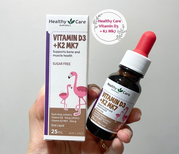 Siro hỗ trợ tăng chiều cao Vitamin D3 + K2 Mk7 Healthy Care hàng chính hãng cho bé