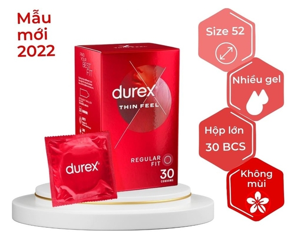 Bao cao su Durex Fetherlite Ultra Thin Feel mỏng hơn 20% cho độ nhạy cao hơn.