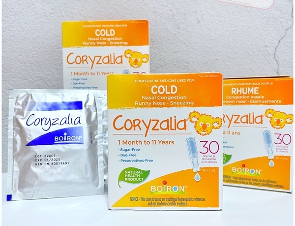 Muối uống Coryzalia Boiron giúp giảm cảm lạnh cho bé