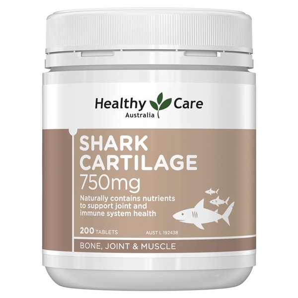 Sụn Vi Cá Mập Healthy Care Shark Cartilage 750 mg Bổ Xương Khớp, 200 viên​