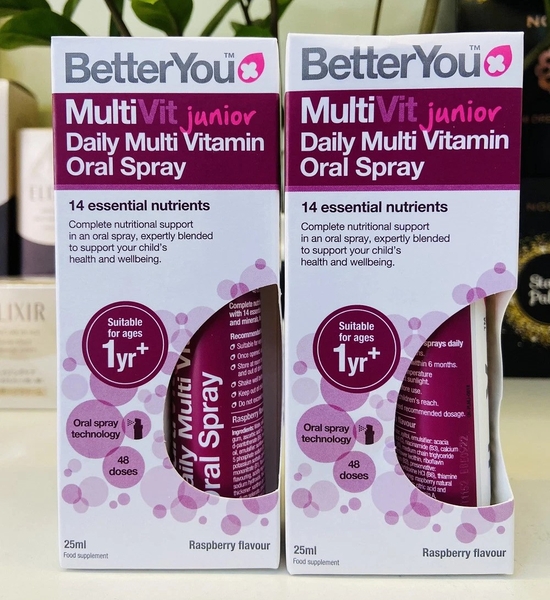 Xịt vitamin tổng hợp BetterYou MultiVit Junior Anh Cung cấp 14 chất dinh dưỡng thiết yếu