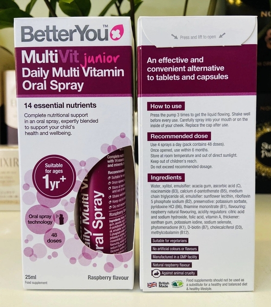 Xịt vitamin tổng hợp BetterYou MultiVit Junior Anh - Hỗ trợ dinh dưỡng hoàn chỉnh