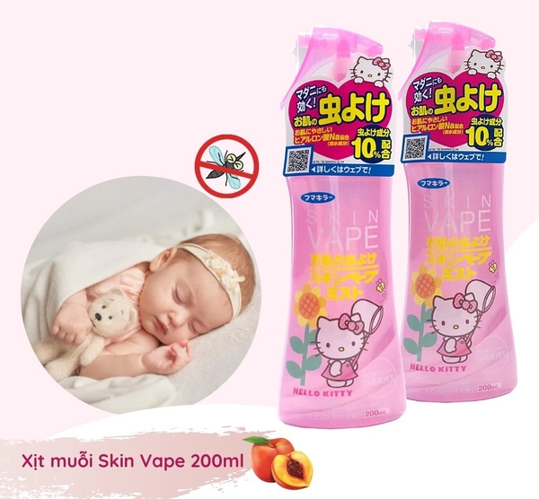 Xịt chống muỗi và côn trùng Skin Vape Nhật 200ml - Màu hồng hương đào