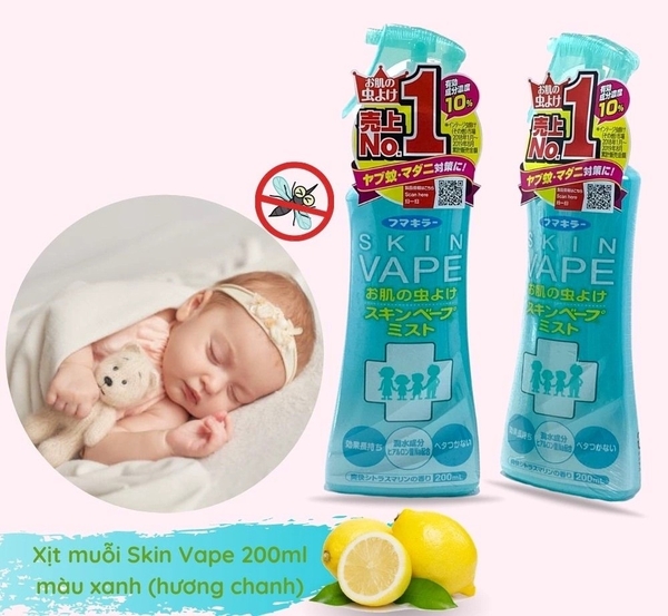 Xịt chống muỗi và côn trùng Skin Vape Nhật 200ml - Màu xanh hương chanh