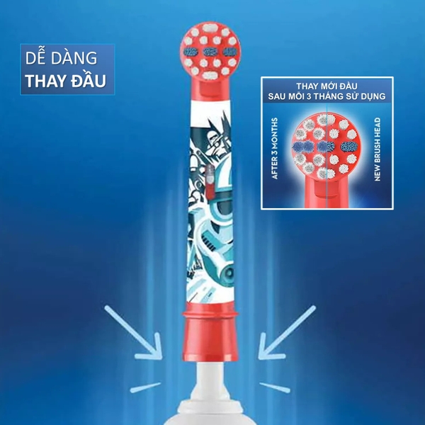 Đầu bàn chải Oral-B trẻ em thay mới dễ dàng