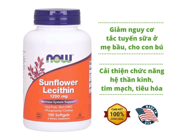 Viên uống chống tắc tia sữa Sunflower Lecithin an toàn cho mẹ cho con bú