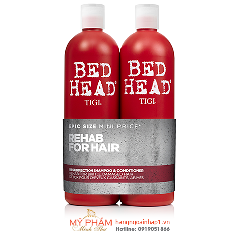 Cặp dầu gội xả phục hồi tóc Tigi bed head 750ml (Mỹ) màu đỏ dành cho tóc khô xơ