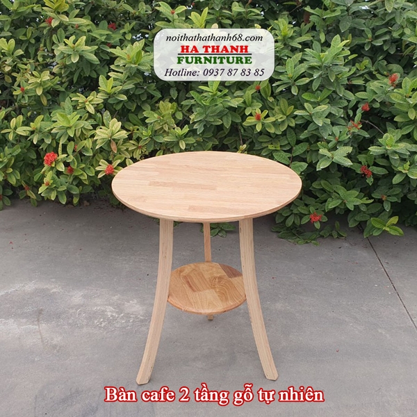 bàn cafe tròn 60cm 2 tầng