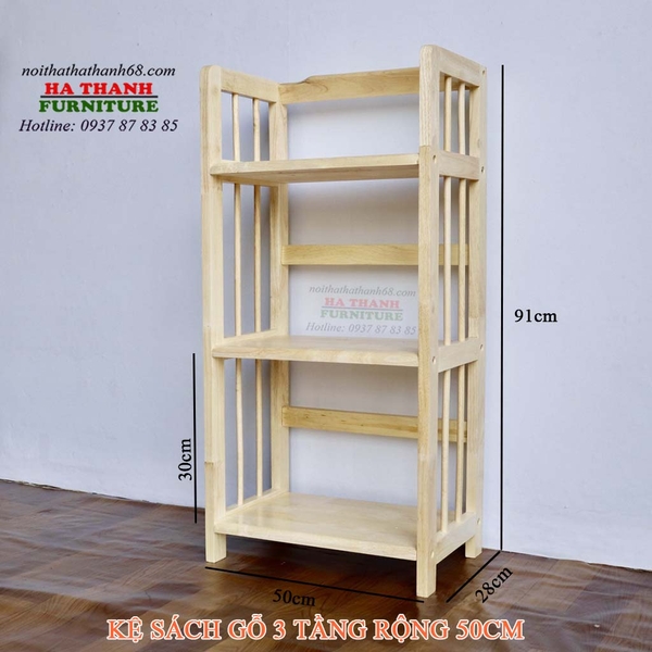 kệ sách gỗ 3 tầng 50cm