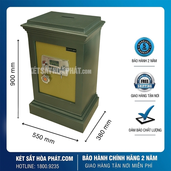 Két sắt công đức Hòa Phát KCD900 điện tử xanh