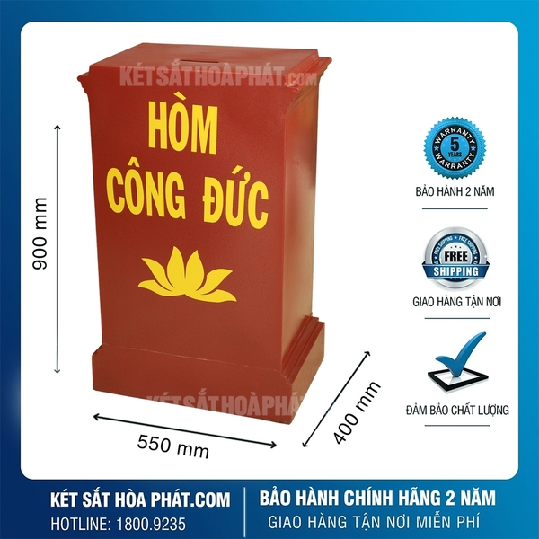 Thông số kỹ thuật két sắt công đức Hòa Phát KCD900 cơ đỏ