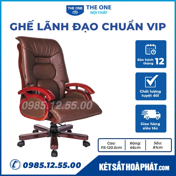 Ghế lãnh đạo Hòa Phát The One TQ15 bọc da thật chân xoay