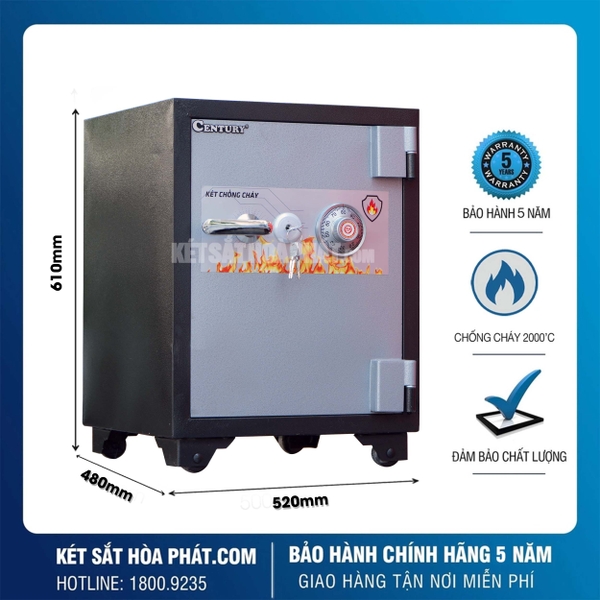 Két sắt Century chống cháy cao cấp CF45KC Khóa Cơ