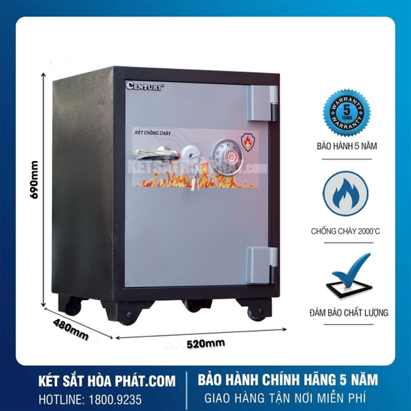 Két sắt Century Chống Cháy Cao Cấp CF54KC Khóa Cơ