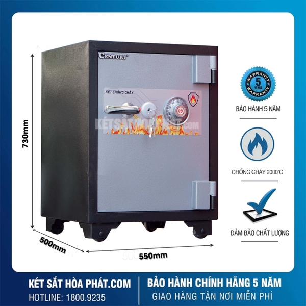 Két sắt Century Chống Cháy Cao Cấp CF75KC Khóa Cơ Chính Hãng