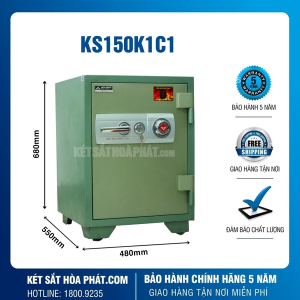 Két sắt Hòa Phát Cánh Đúc KS150K1C1 Khoá Cơ Đổi Mã