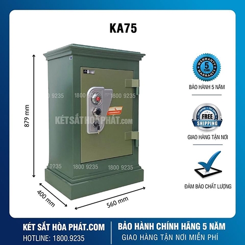 Két Sắt An Toàn Hòa Phát KA75 Khóa Cơ Đổi Mã Chính Hãng