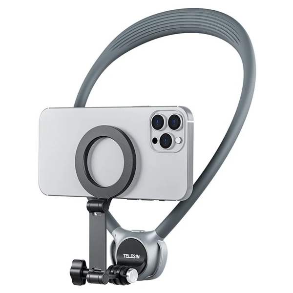Telesin P2-HNB-02 - Vòng đeo cổ 2 in 1 hỗ trợ quay POV kết nối từ tính dành cho điện thoại và action camera