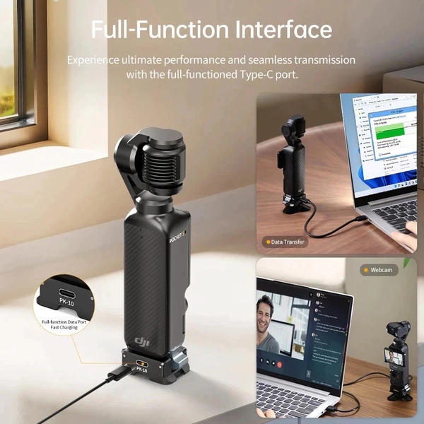 Bộ đế 3 in 1 tích hợp cổng sạc nhanh Ulanzi PK-10 dành cho DJI Osmo Pocket 3 chính hãng