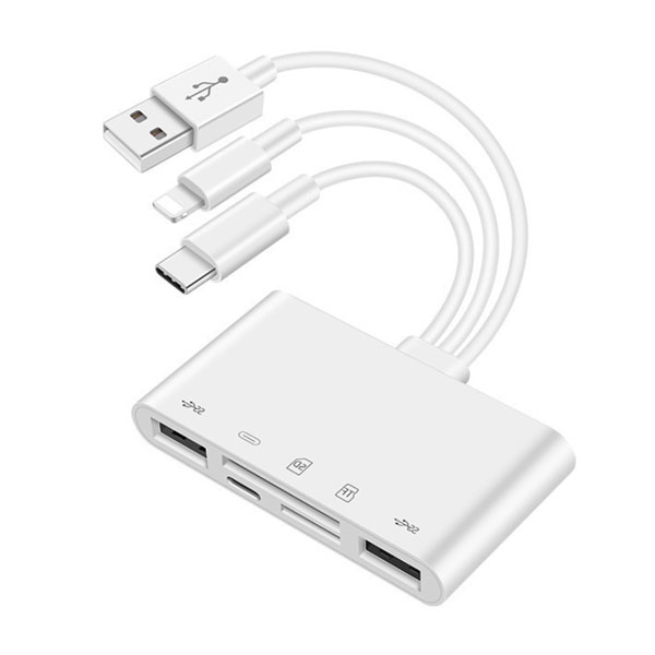 Hub đọc dữ liệu đa năng HL254 từ cổng USB/Type-C/Lightning cho SD/TF có hỗ trợ OTG và sạc